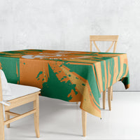 Orange and green elephant print custom tablecloth with corner drape details