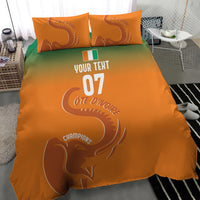 Orange duvet and pillow set with elephant artwork, “YOUR TEXT,” and “07”