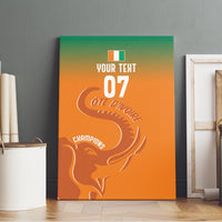 Orange canvas wall art featuring elephant silhouette and centered '07' text.