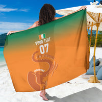 Orange custom sarong with elephant graphic and 'YOUR TEXT 07' design