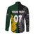 Personalised New Zealand Mix South Africa Rugby Long Sleeve Button Shirt Protea Vs. Silver Ferns - Wonder Print Shop