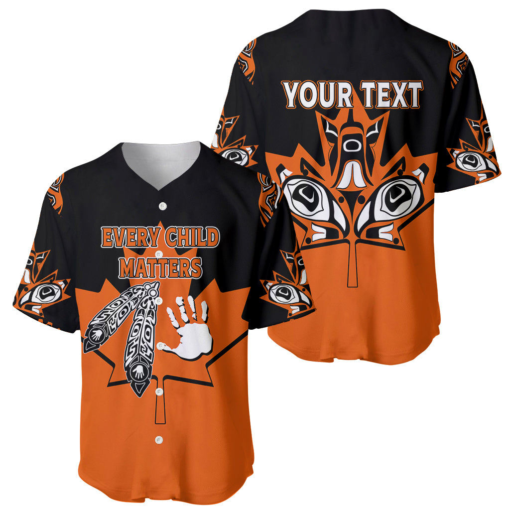 Two kids baseball jerseys: one 'EVERY CHILD MATTERS' front, one 'YOUR TEXT' back
