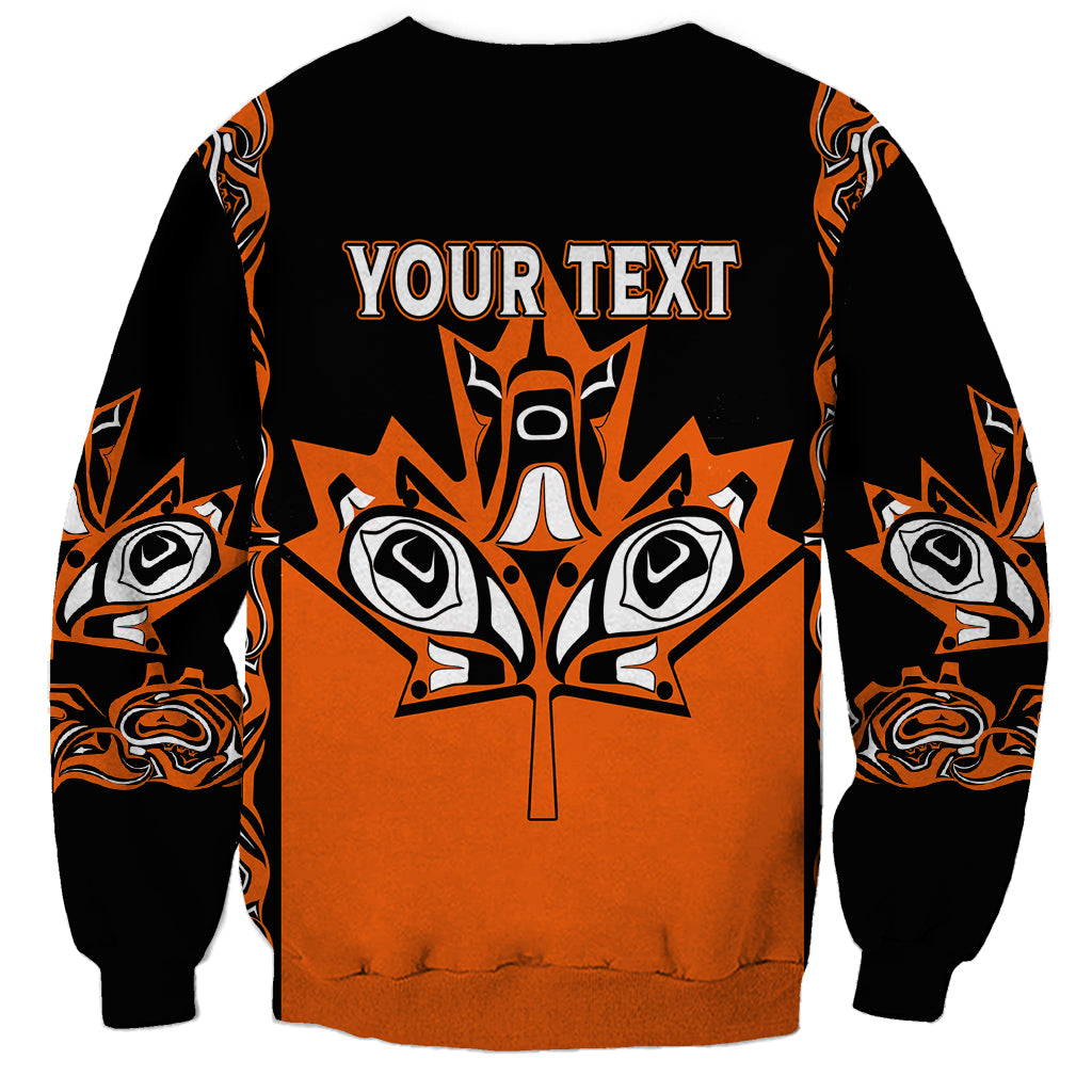 Unisex orange and black sweatshirt with 'Your Text' front graphic, long sleeves