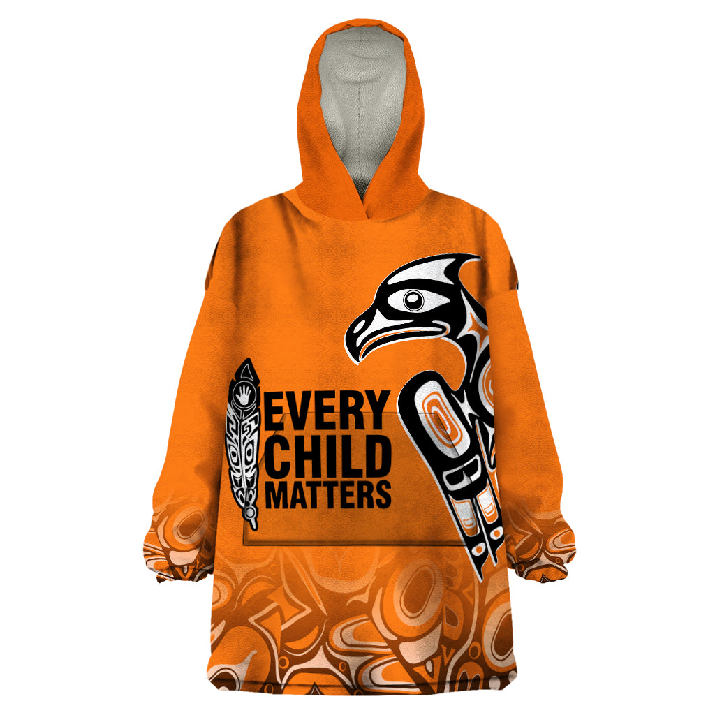 Canada Indigenous Wearable Blanket Hoodie Aboriginal Bird Art - Every Child Matters - Wonder Print Shop