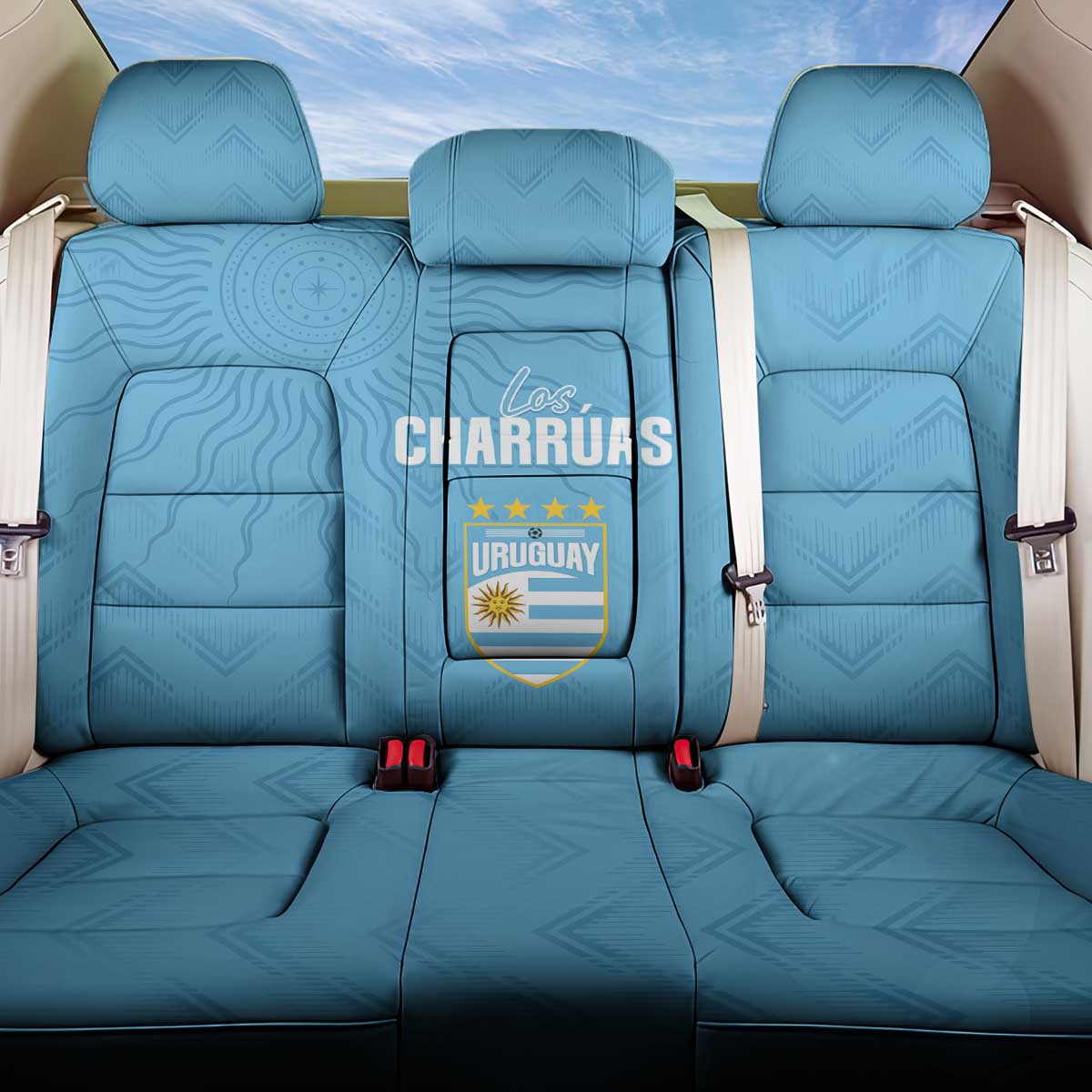 Uruguay Football 2024 Custom Back Car Seat Cover Los Charruas Sol de Mayo Ornamental Style LT7 - Wonder Print Shop