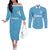 Uruguay Football 2024 Custom Couples Matching Off The Shoulder Long Sleeve Dress and Long Sleeve Button Shirt Los Charruas Sol de Mayo Ornamental Style