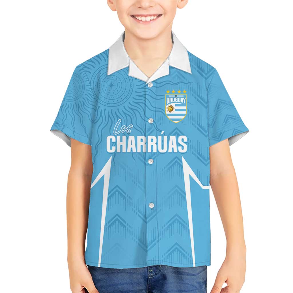 Uruguay Football 2024 Custom Kid Hawaiian Shirt Los Charruas Sol de Mayo Ornamental Style - Wonder Print Shop