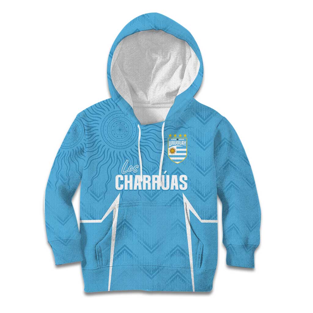 Uruguay Football 2024 Custom Kid Hoodie Los Charruas Sol de Mayo Ornamental Style - Wonder Print Shop