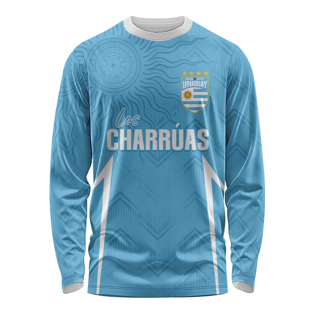 Uruguay Football 2024 Custom Long Sleeve Shirt Los Charruas Sol de Mayo Ornamental Style - Wonder Print Shop