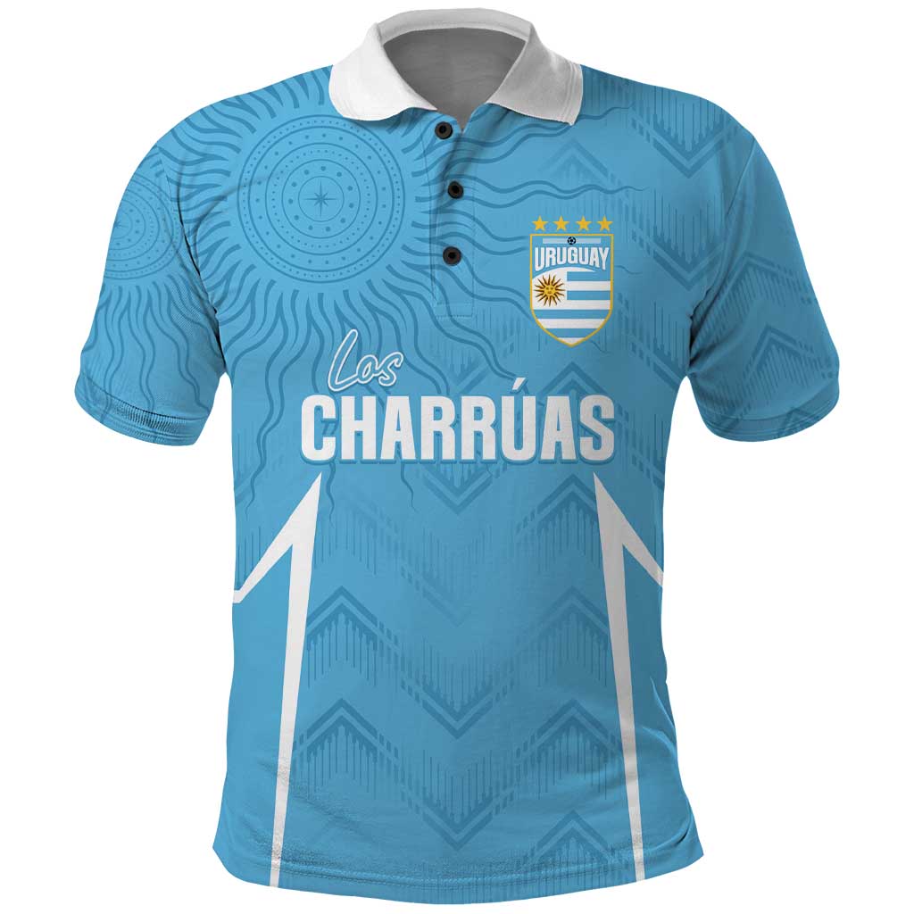 Uruguay Football 2024 Custom Polo Shirt Los Charruas Sol de Mayo Ornamental Style - Wonder Print Shop