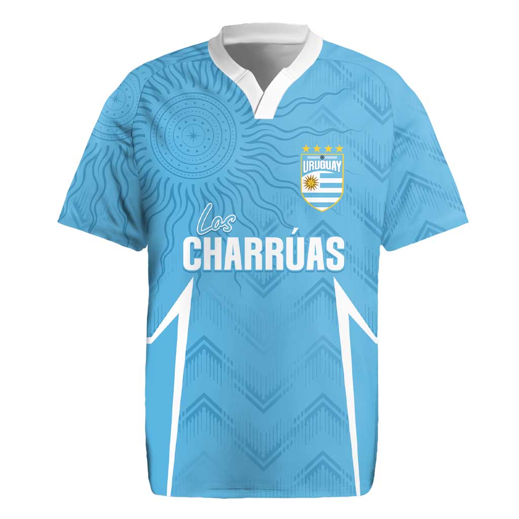 Uruguay Football 2024 Custom Rugby Jersey Los Charruas Sol de Mayo Ornamental Style - Wonder Print Shop