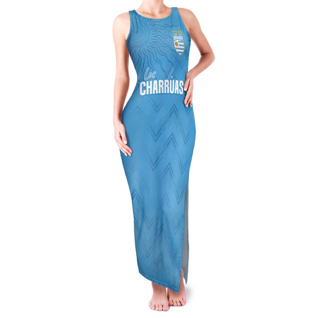 Uruguay Football 2024 Custom Tank Maxi Dress Los Charruas Sol de Mayo Ornamental Style - Wonder Print Shop