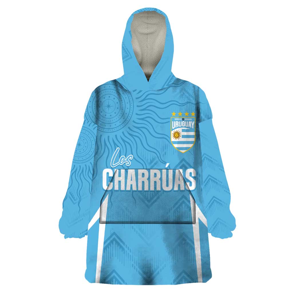 Uruguay Football 2024 Custom Wearable Blanket Hoodie Los Charruas Sol de Mayo Ornamental Style - Wonder Print Shop