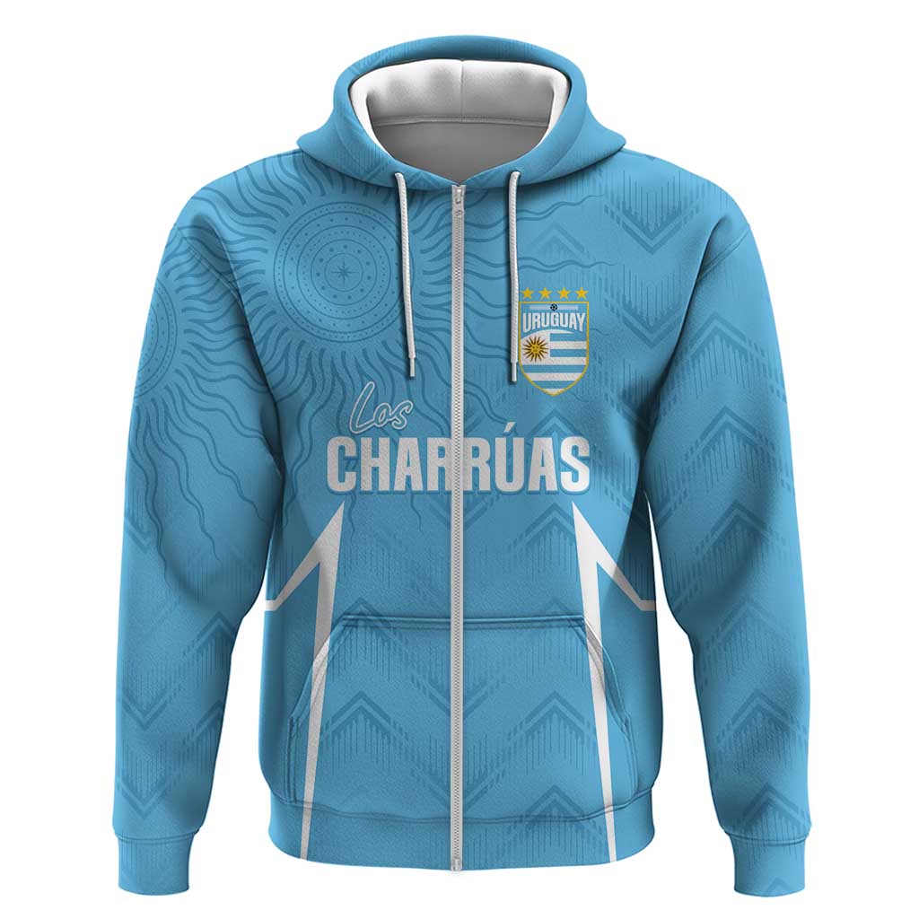 Uruguay Football 2024 Custom Zip Hoodie Los Charruas Sol de Mayo Ornamental Style - Wonder Print Shop