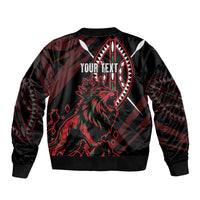 Kenya King Lion Personalized Bomber Jacket Stylized Maasai Shield - Wonder Print Shop