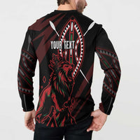 Kenya King Lion Personalized Button Sweatshirt Stylized Maasai Shield - Wonder Print Shop