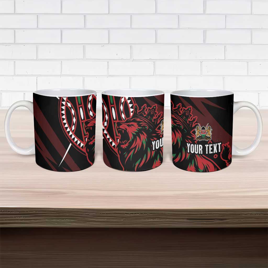 Kenya King Lion Personalized Ceramic Mug Stylized Maasai Shield - Wonder Print Shop