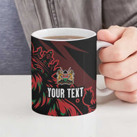 Kenya King Lion Personalized Ceramic Mug Stylized Maasai Shield - Wonder Print Shop