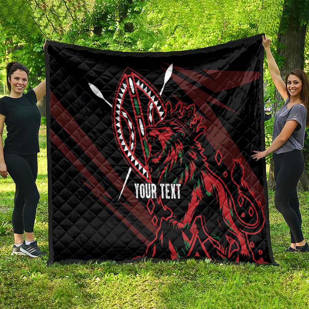 Kenya King Lion Personalized Quilt Stylized Maasai Shield - Wonder Print Shop