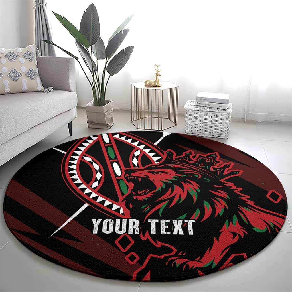 Kenya King Lion Personalized Round Carpet Stylized Maasai Shield - Wonder Print Shop