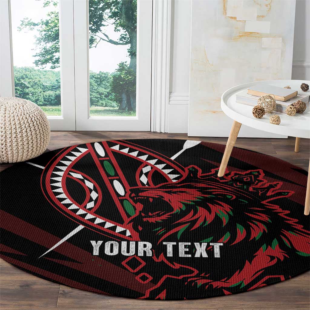 Kenya King Lion Personalized Round Carpet Stylized Maasai Shield - Wonder Print Shop