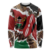 Unisex crewneck long sleeve shirt with leopard and graphic panels, red black white green