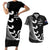 Personalised New Zealand Rugby Couples Matching Short Sleeve Bodycon Dress and Hawaiian Shirt Aotearoa Silver Fern Koru Maori Style LT7 - Wonder Print Shop