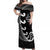 Personalised New Zealand Rugby Off Shoulder Maxi Dress Aotearoa Silver Fern Koru Maori Style - Wonder Print Shop