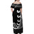 Personalised New Zealand Rugby Off Shoulder Maxi Dress Aotearoa Silver Fern Koru Maori Style - Wonder Print Shop