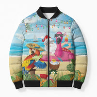 Have Yourself A Beachy Little Christmas Bomber Puffer Jacket with Santa Chilling - Wonder Print Shop