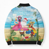 Have Yourself A Beachy Little Christmas Bomber Puffer Jacket with Santa Chilling - Wonder Print Shop