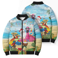 Have Yourself A Beachy Little Christmas Bomber Puffer Jacket with Santa Chilling - Wonder Print Shop