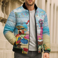 Have Yourself A Beachy Little Christmas Bomber Puffer Jacket with Santa Chilling - Wonder Print Shop