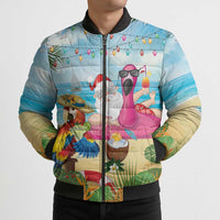 Have Yourself A Beachy Little Christmas Bomber Puffer Jacket with Santa Chilling - Wonder Print Shop