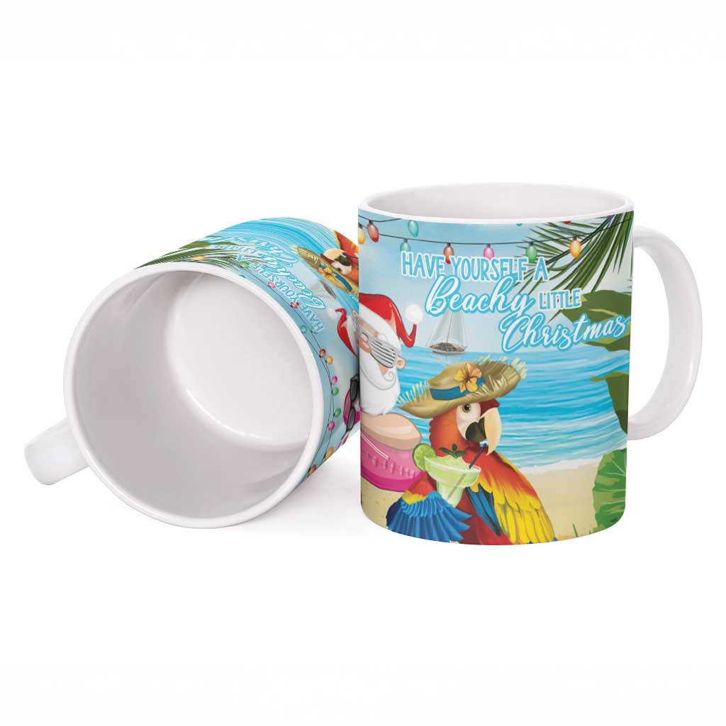 Have Yourself A Beachy Little Christmas Ceramic Mug with Santa Chilling - Wonder Print Shop