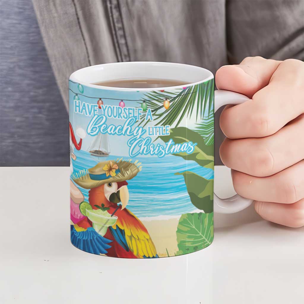 Have Yourself A Beachy Little Christmas Ceramic Mug with Santa Chilling - Wonder Print Shop