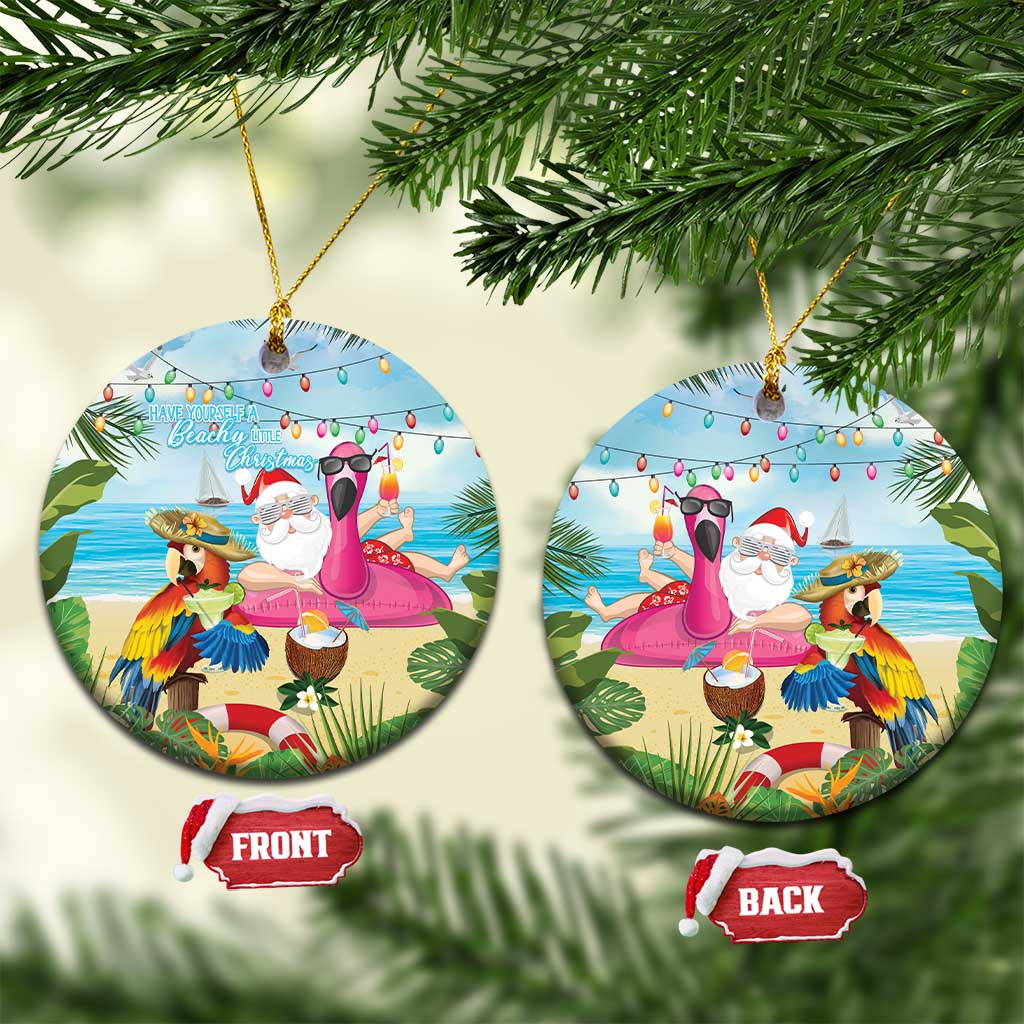 Have Yourself A Beachy Little Christmas Ceramic Ornament with Santa Chilling - Wonder Print Shop