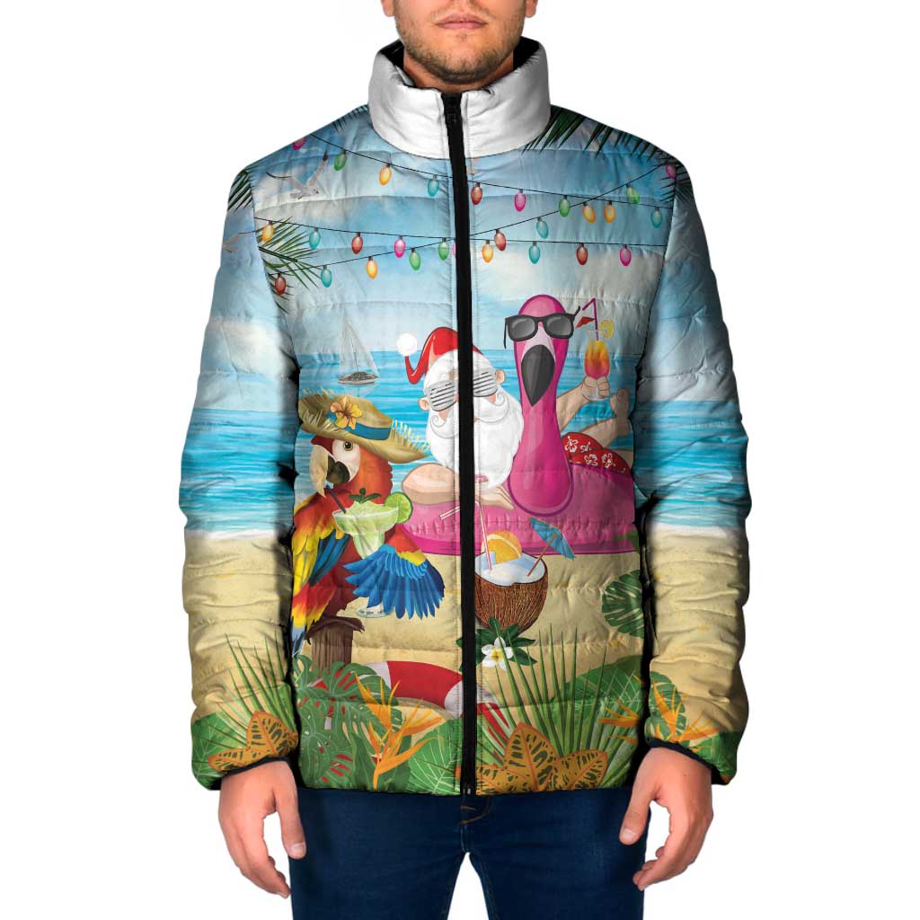 Have Yourself A Beachy Little Christmas Padded Jacket with Santa Chilling - Wonder Print Shop
