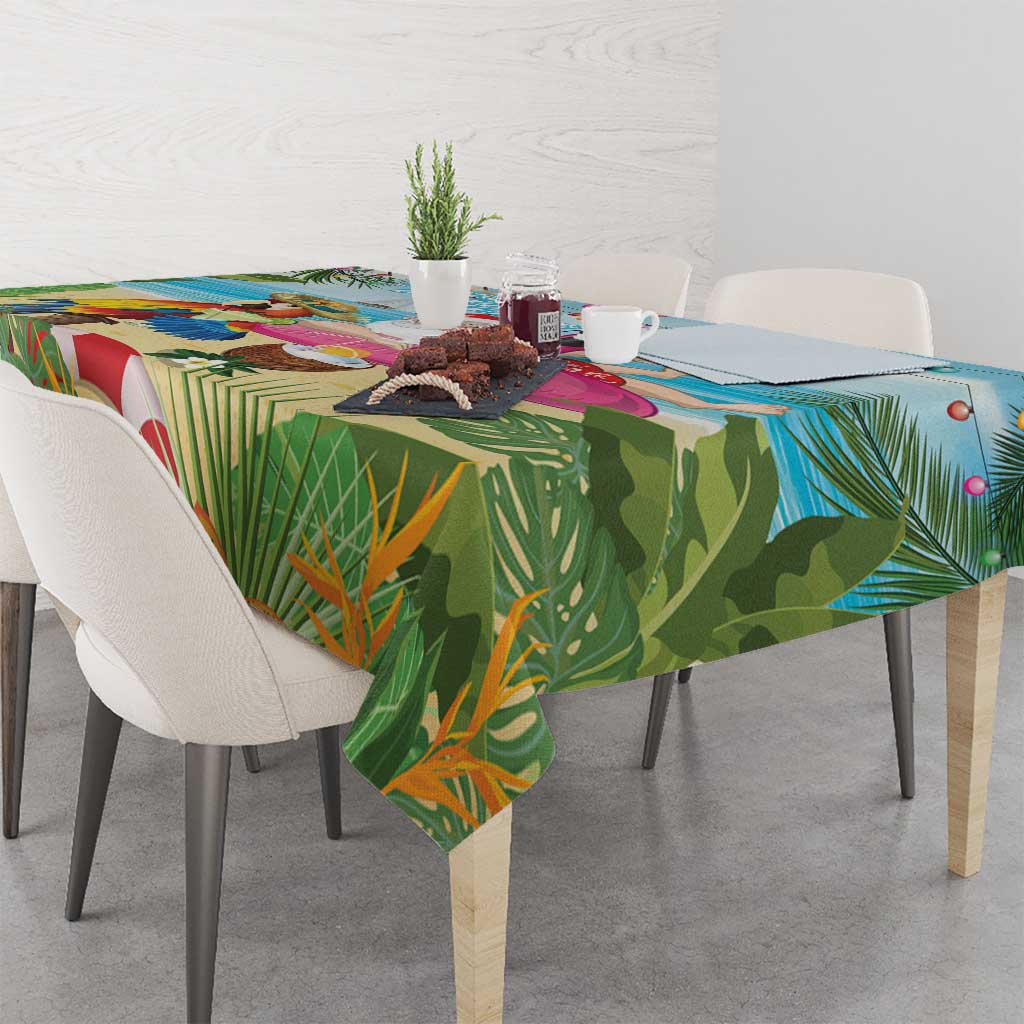 Have Yourself A Beachy Little Christmas Tablecloth with Santa Chilling - Wonder Print Shop