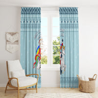 Turquoise unicorn Christmas window curtain panels with unicorn and festive text