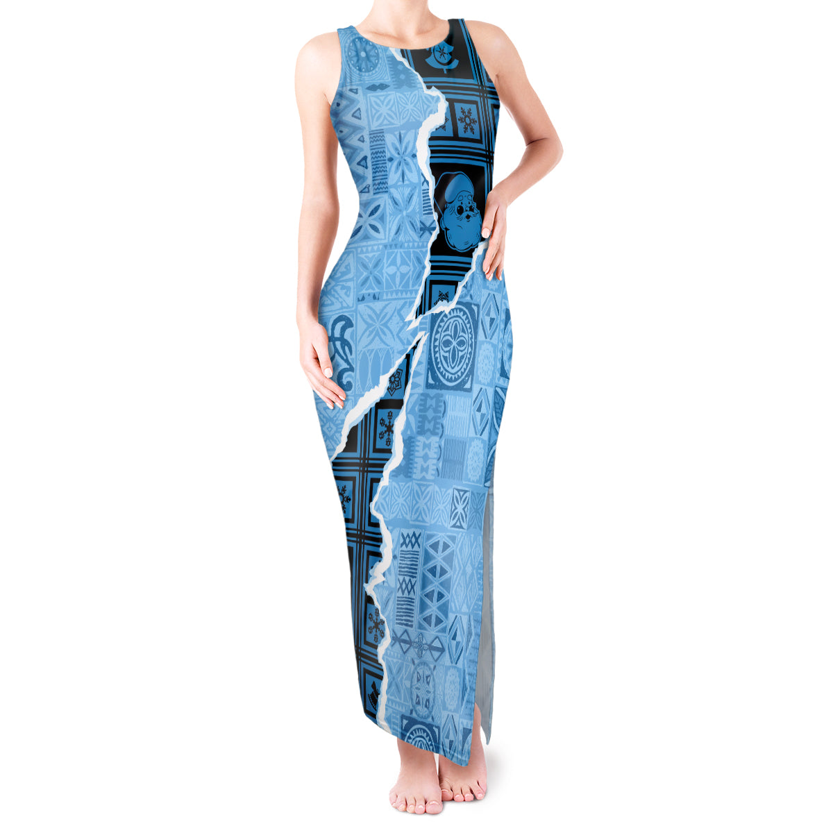 Bula Fiji Tapa Mix Christmas Tank Maxi Dress Vintage Style - Wonder Print Shop