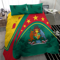 Green bedding set with duvet featuring crest emblem, red star field, and yellow diagonal panel