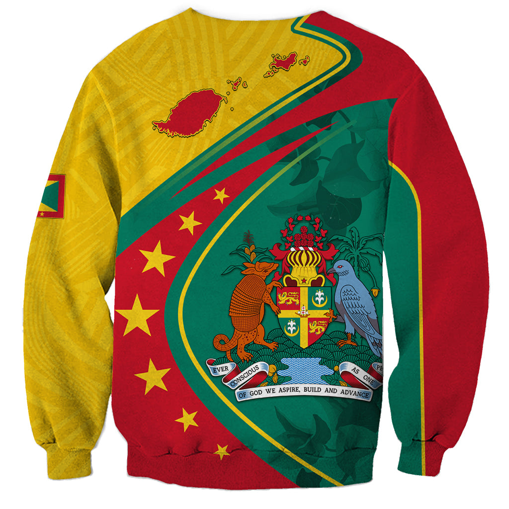 Unisex yellow and red sweatshirt with small island graphic and centered crest illustration