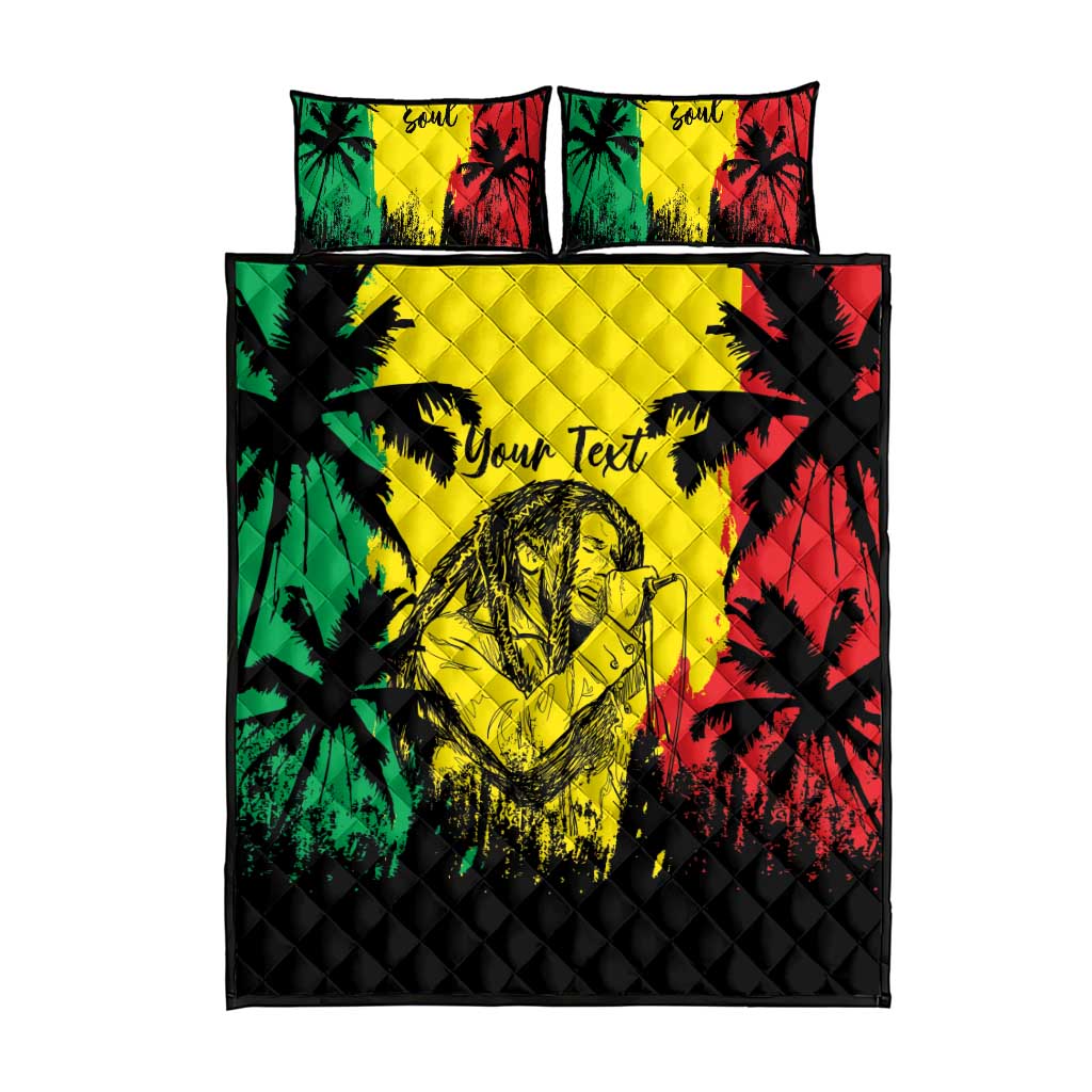 Reggae Soul B.Marley Personalized Quilt Bed Set Tropical Grunge