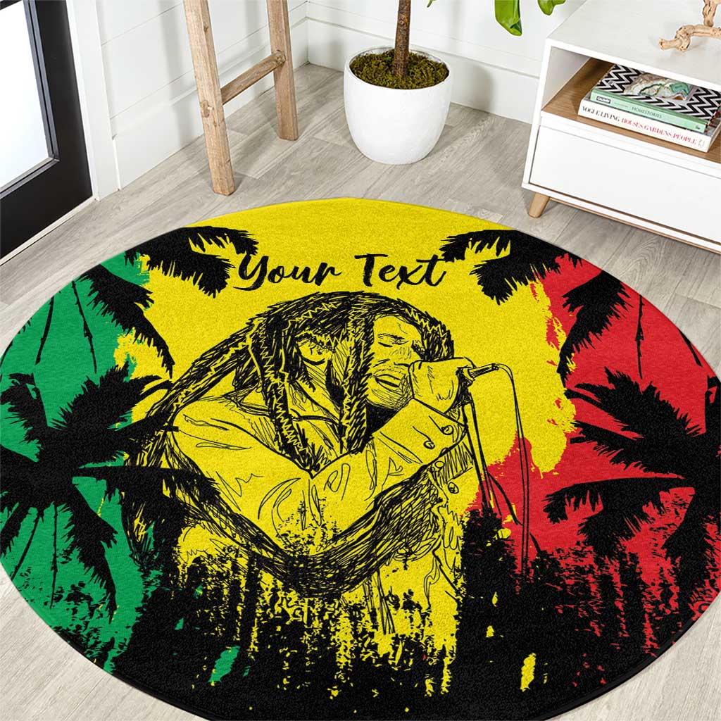 Reggae Soul B.Marley Personalized Round Carpet Tropical Grunge