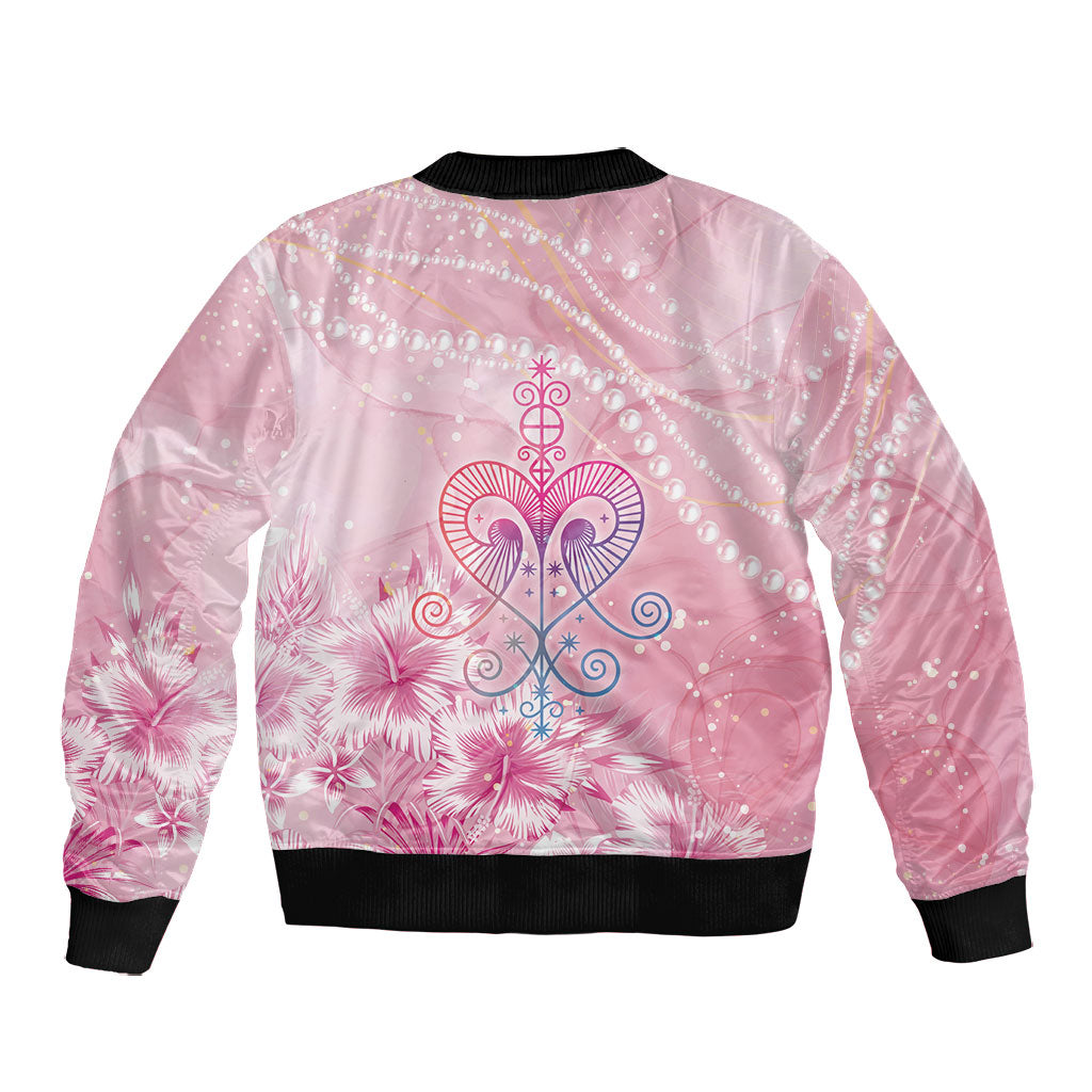 Afro Vodou Erzulie Freda Bomber Jacket Hibiscus & Pearls