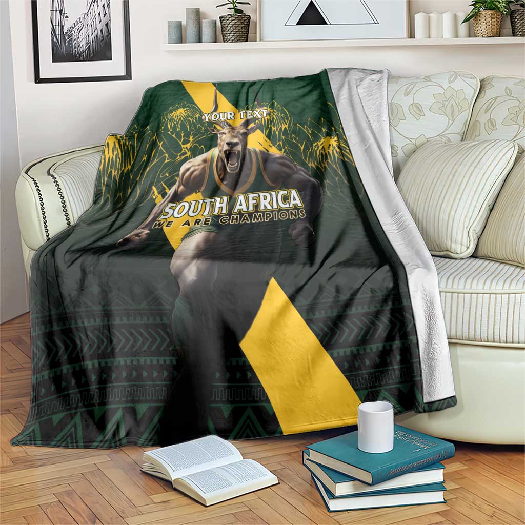 Personalised South Africa Rugby Blanket Proud Bokke We Are Champions