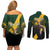 Personalised South Africa Rugby Couples Matching Off Shoulder Short Dress and Long Sleeve Button Shirt Proud Bokke We Are Champions LT7 - Wonder Print Shop