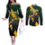 Personalised South Africa Rugby Couples Matching Off The Shoulder Long Sleeve Dress and Long Sleeve Button Shirt Proud Bokke We Are Champions