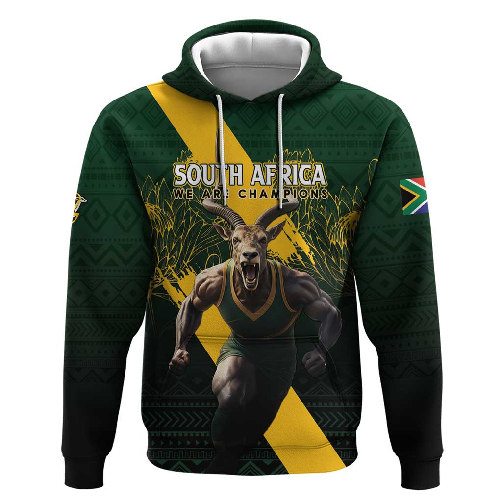 Personalised South Africa Rugby Hoodie Proud Bokke We Are Champions - Wonder Print Shop